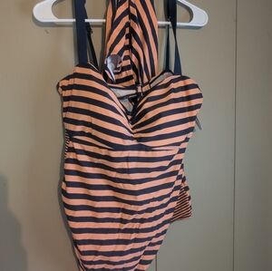 Motherhood Maternity Striped One Piece Swimsuit